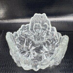 LE Smith Glass Clear Ice Candle Holder Reversible Tapers Pillar‎ Crystal Vintage